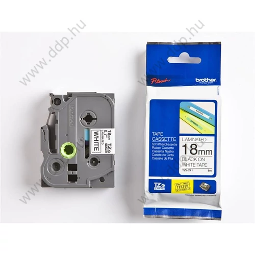 Betűnyomó kazetta 18mm Brother TZ241 szalag fehér-fekete -933-