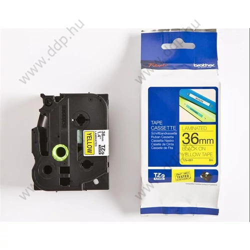 Betűnyomó kazetta 36mm Brother TZ661 szalag sárga-fekete -2544-