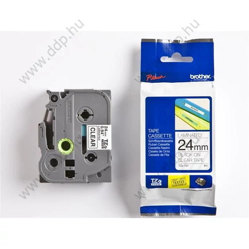 Betűnyomó kazetta 24mm Brother TZe151 szalag átlátszó-fekete -1039-