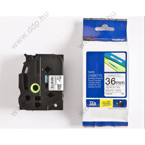 Betűnyomó kazetta 36mm Brother TZ261 szalag fehér-fekete -2543-