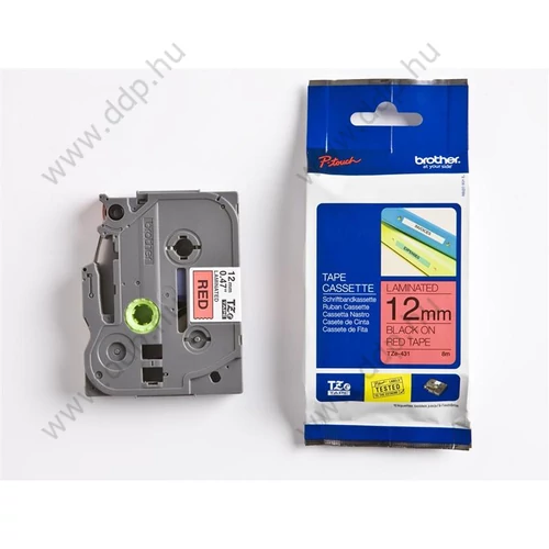 Betűnyomó kazetta 12mm Brother TZ431 szalag piros-fekete -1205-