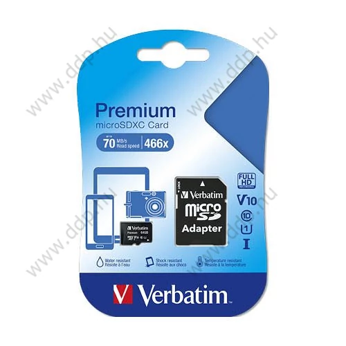Memóriakártya Verbatim Micro SDHC 32GB Class 10 + adapter