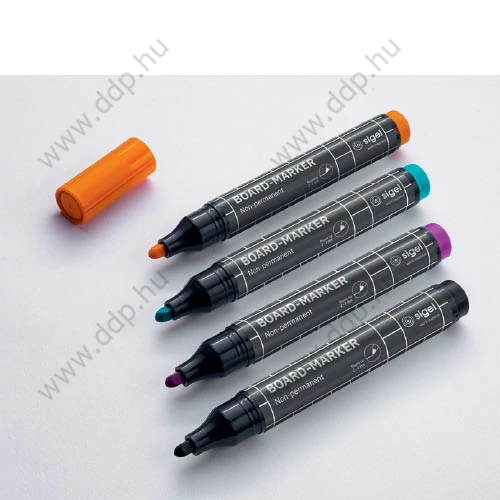 Táblamarker kerekhegyű 2-3mm Sigel 4db-os fekete, türkíz, magenta, narancs BA011 táblafilc