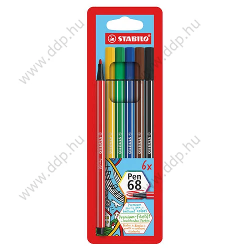 Rostirón készlet 6db-os Stabilo Pen 68 filctoll -6806/PL-