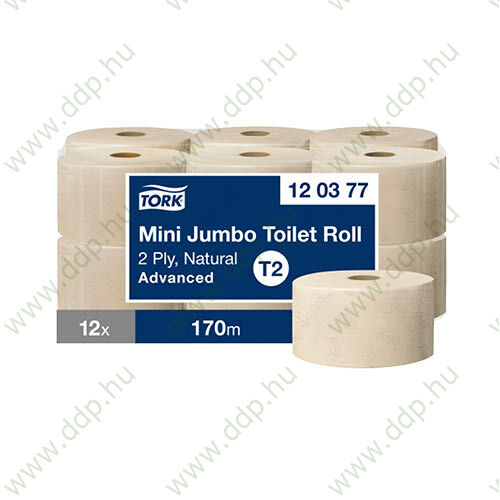 Egészségügyi toalettpapír Tork Advanced mini Jumbo T2 2 rétegű (Gyűjtő: 12 tekercs/zsugor) -120280-
