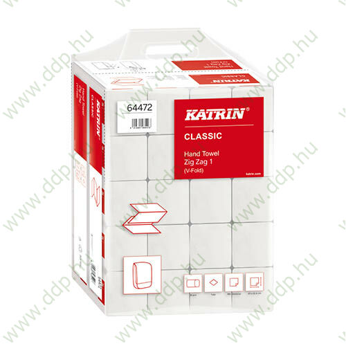 Kéztörlő Katrin Classic 1 ZZ Handypack V hajtogatott 1 rétegű 100% újrahasznosított 300 lap 22,4x23cm