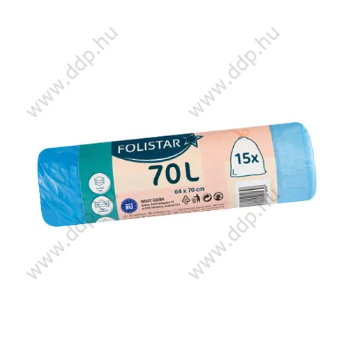 Szemeteszsák 70l-es 64x70cm 15db/csomag önzáró szalaggal