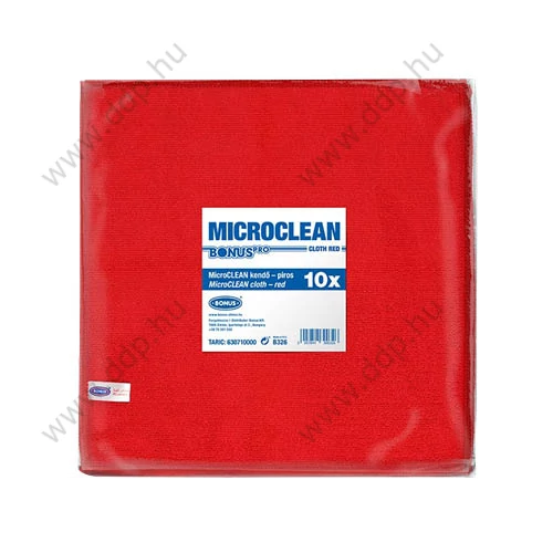Törlőkendő mikroszálas BONUS PRO MicroCLEAN piros 10db/csomag HoReCa - HACCP