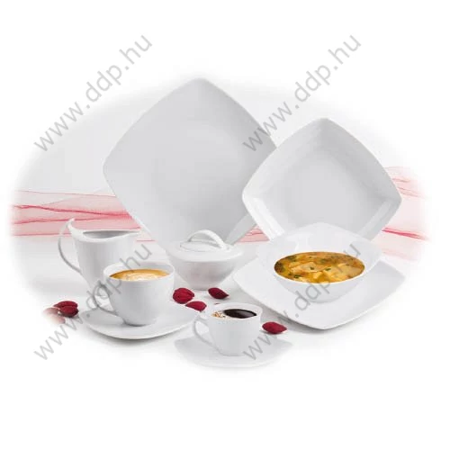 Mokkáscsésze + alj 9cl Rotberg Porcelain Quadrat, négyszögletes fehér 6db/klt. -1210QFE001-