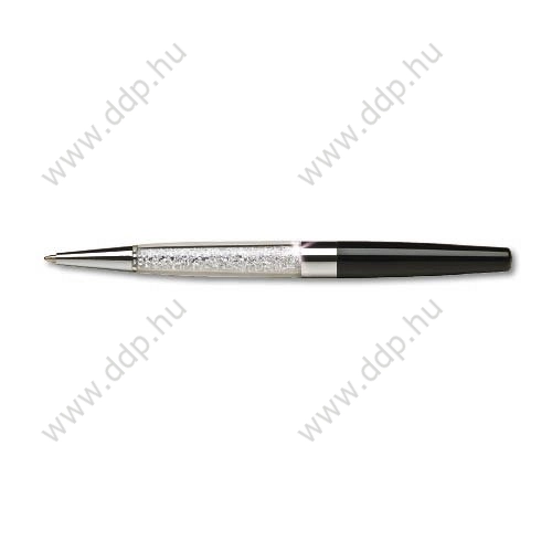 Golyósirón alul fehér Swarovski kristályokkal töltve fekete tolltest 13,5 cm  ART Crystella golyóstoll