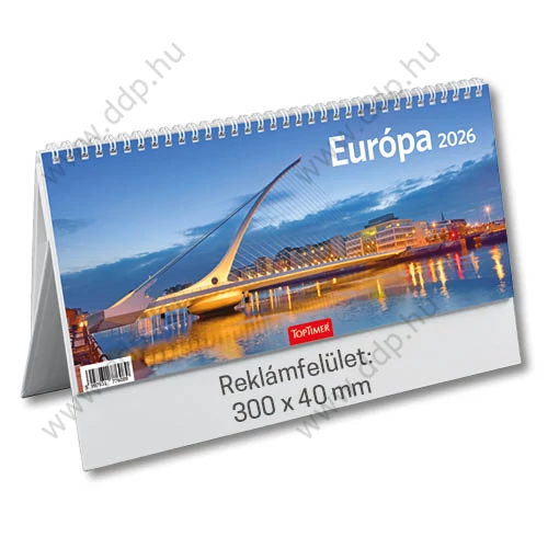 TOPTIMER Asztali naptár álló naptárháttal Európa T631P 295x140mm