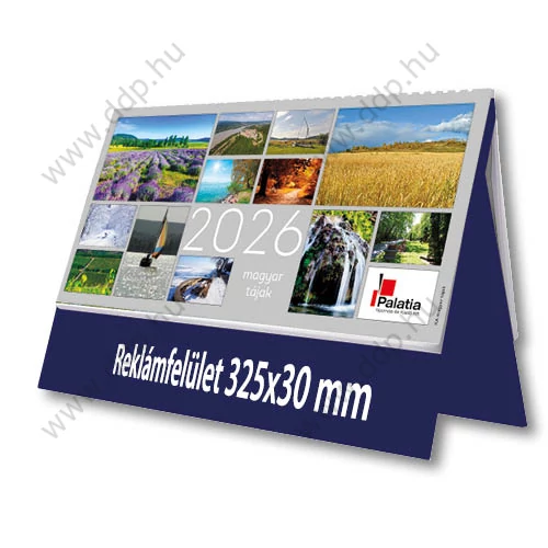 PALATIA Asztali naptár álló bőrős naptárháttal UASF-01 Magyar tájak kék 325x155mm