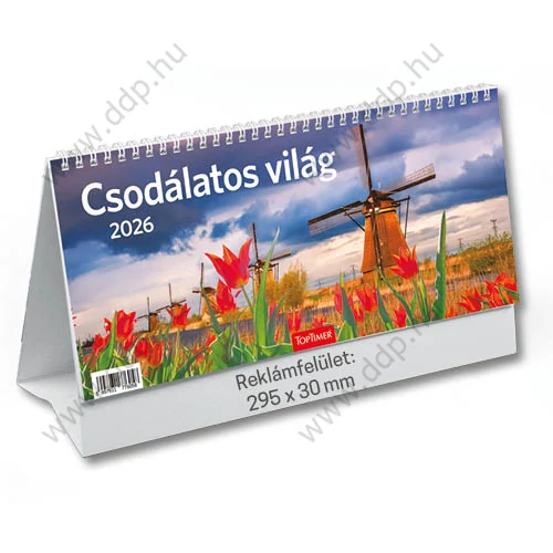 TOPTIMER Asztali naptár álló karton naptárháttal Csodálatos világ T661P 295x135mm