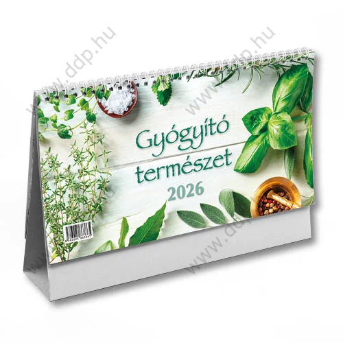 TOPTIMER Asztali naptár álló karton naptárháttal Gyógyító természet T587P 230x140mm