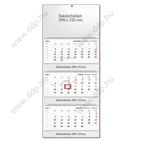 TOPTIMER Speditőrnaptár T082 3 tömbös, 3 havi, spirálos, üres fej, 390×860mm
