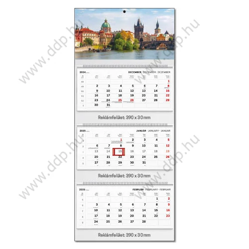 TOPTIMER Speditőrnaptár T082 3 tömbös, 3 havi, spirálos, Város, 390×860mm