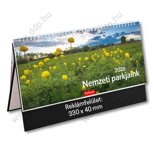TOPTIMER Asztali naptár álló műbörös naptárháttal Nemzeti parkjaink T542T fekete
