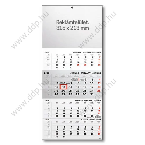 TOPTIMER Speditőr naptár T079 1tömbös Falinaptár 315x693mm 4 havi