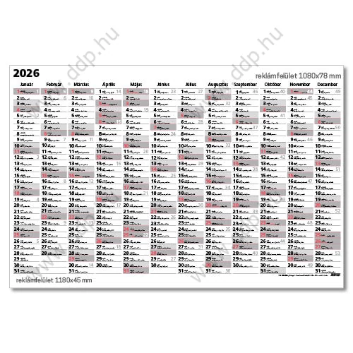 TOPTIMER Falinaptár Terminus éves tervezőnaptár T101 1180 x 800 mm