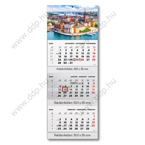 TOPTIMER Speditőrnaptár T070 3 tömbös képes Város 315x852mm