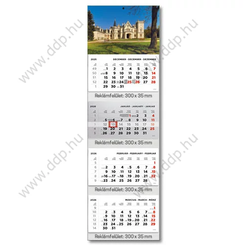 TOPTIMER Speditőrnaptár T073 4 tömbös képes Kastély 315x1065mm