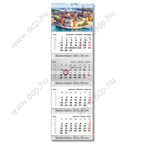 TOPTIMER Speditőrnaptár T073 4 tömbös képes Város 315x1065mm