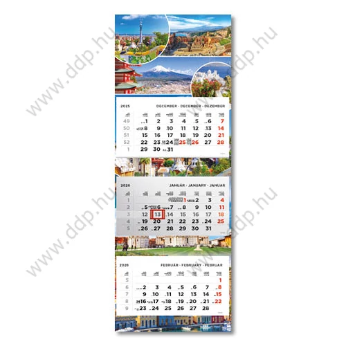 TOPTIMER Speditőrnaptár T080 3 tömbös képes Tájak 315x852mm