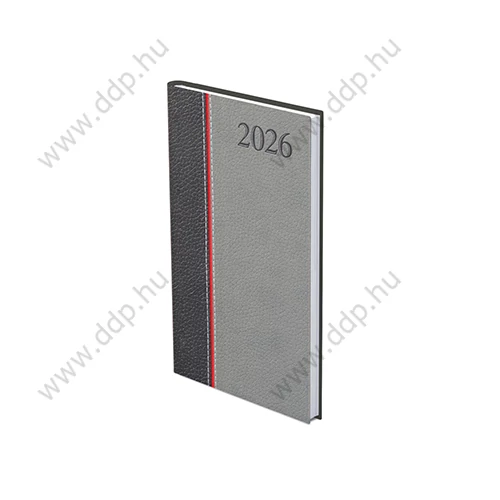 TOPTIMER Határidőnapló zseb álló GROOVY G035 antracit-piros-szürke 95x170mm zsebnaptár