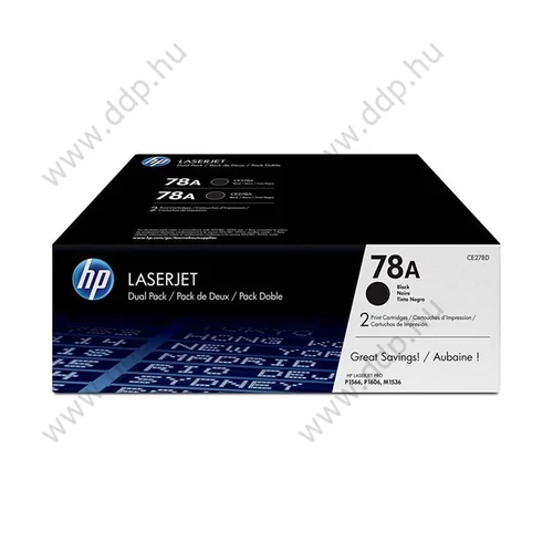 HP lézertoner CE278AD fekete 2x2100 oldal