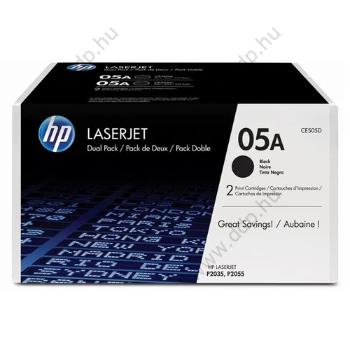 HP lézertoner CE505AD No.05A fekete 2x2300 oldal