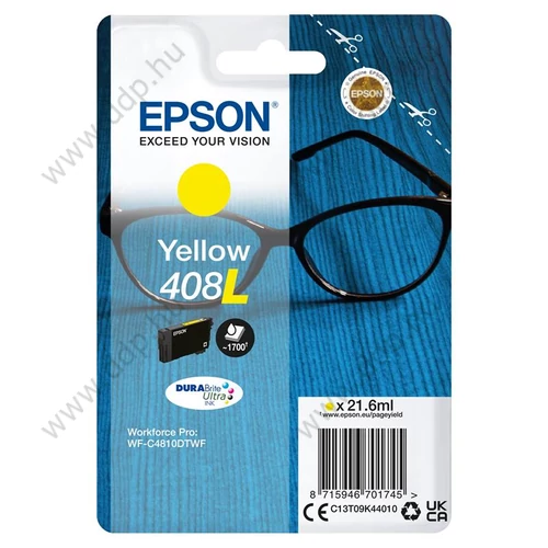 Epson tintapatron T09K4 No.408L sárga 21,6,ml 1700 oldal