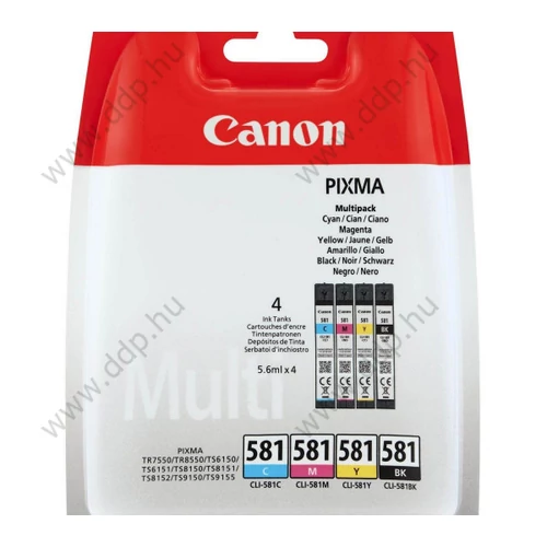 Canon tintapatron CLI-581 szett (fekete/kék/bíbor/sárga) 4x5,6ml -2103C004-